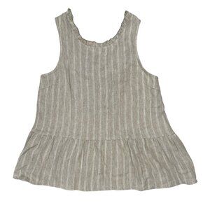 Hem & Thread Women Striped Peplum Top Tie Blouse Small 4 - 6